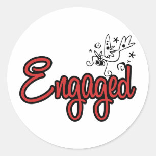 Pegatina Redonda ToonDoveEngagedRed