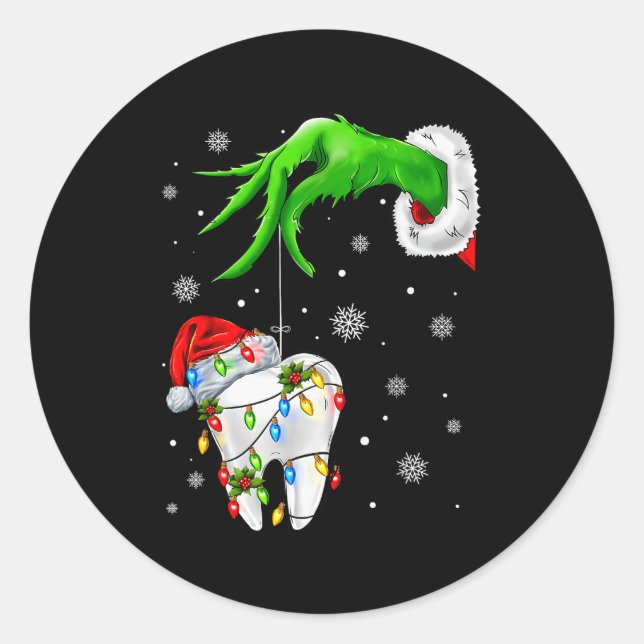 Pegatina Redonda Tooth Dentist Dental Istant Teeth Xmas Christmas P (Anverso)