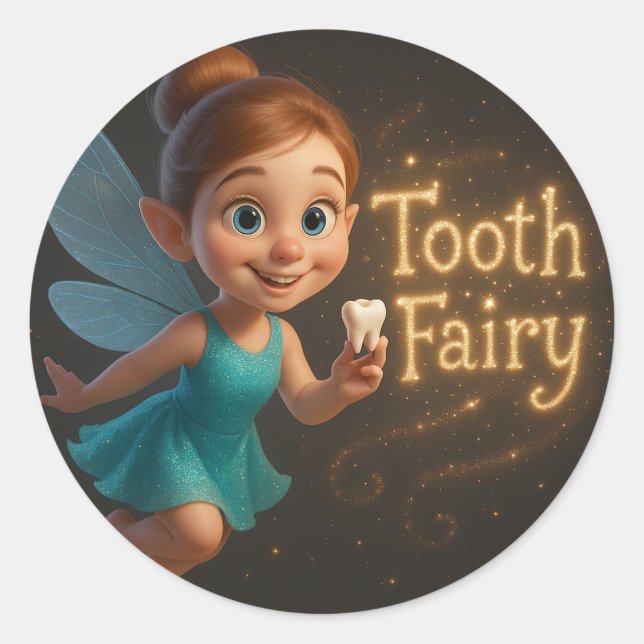 Pegatina Redonda Tooth Fairy Sticker–Magical Reward for Lost Teeth (Anverso)