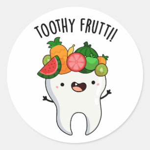 Pegatina Redonda Toothy Fruity Funny Dental Pun