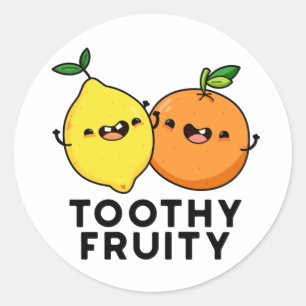 Pegatina Redonda Toothy Fruity Funny Fruit Pun