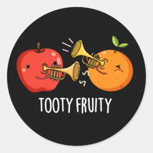 Pegatina Redonda Tooty Fruity Funny Fruit Músico Pun Dark BG
