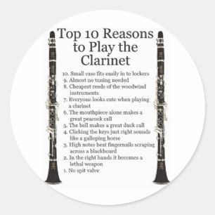 Pegatina Redonda Top 10 del Clarinet