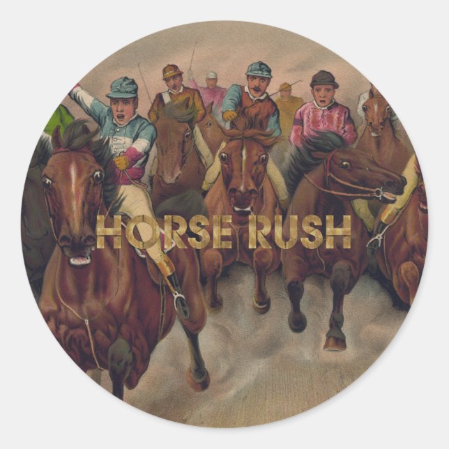 Pegatina Redonda TOP Horse Rush (Anverso)