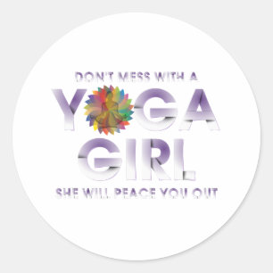 Pegatina Redonda TOP No te metas con un Chica de yoga