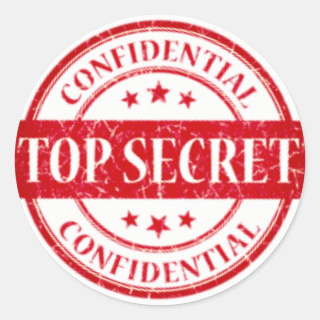 Pegatina Redonda Top Secredential Confidential Stars White Stars Re (Anverso)