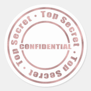 Pegatina Redonda Top Secret Confidential Rosa Gold Modern Glam