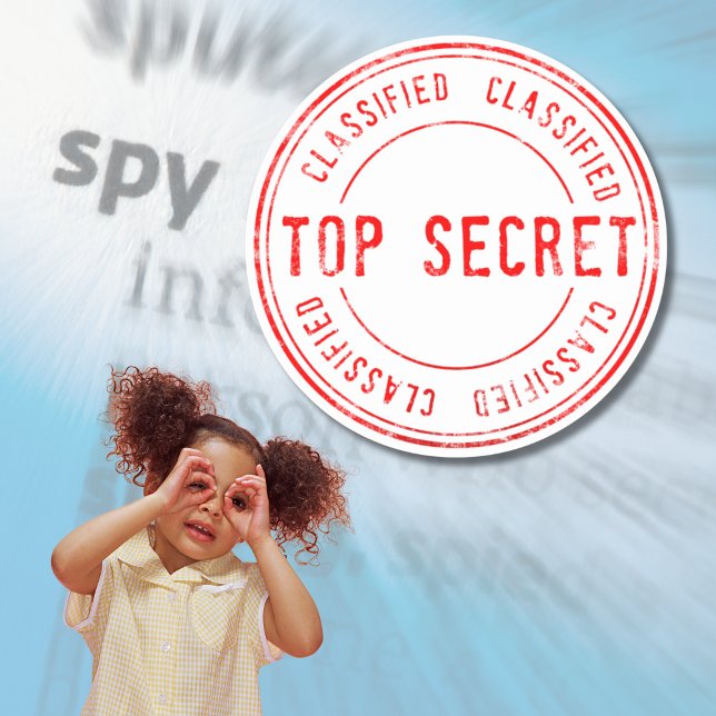 Pegatina Redonda Top Secret de la fiesta de cumpleaños de sorpresa  (Spy Kids Birthday Party Top Secret Classic Round Sticker)