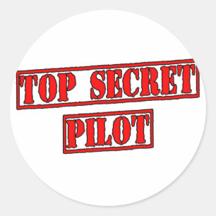 Pegatina Redonda Top Secret Pilot