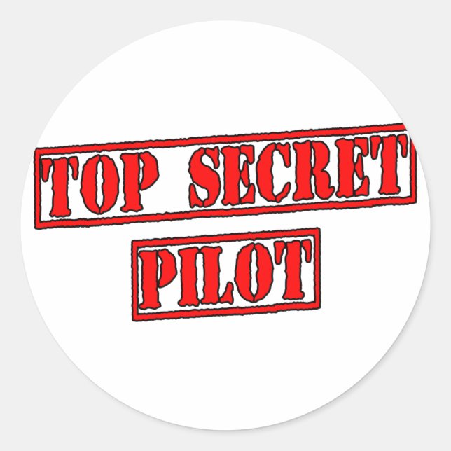 Pegatina Redonda Top Secret Pilot (Anverso)