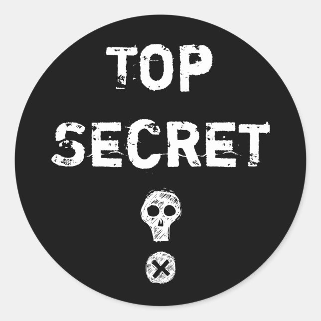 Pegatina Redonda Top Secret Scull Sticker (Anverso)