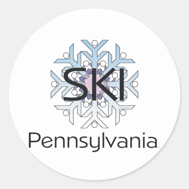 Pegatina Redonda TOP Ski Pennsylvania (Anverso)