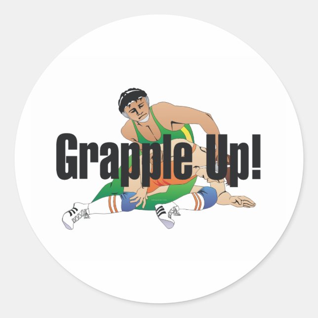 Pegatina Redonda TOP Wresting Grapple Up (Anverso)