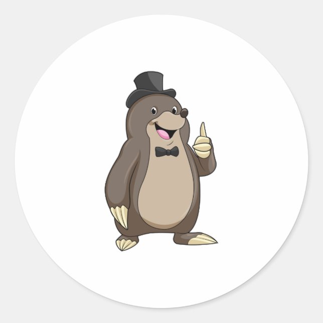 Pegatina Redonda Topo como Novio con Corbata (Anverso)