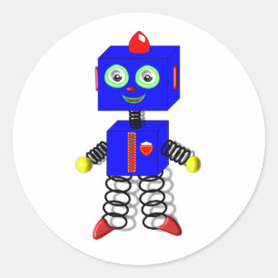 Pegatina Redonda Toppers/Pegatinas de tartas de robot recortado