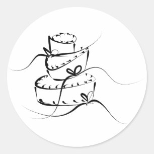 Pegatina Redonda Topsy Turvy Boda Cake