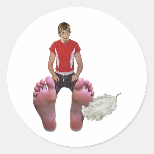 Pegatina Redonda Tóqueme también los pies (Anverso)