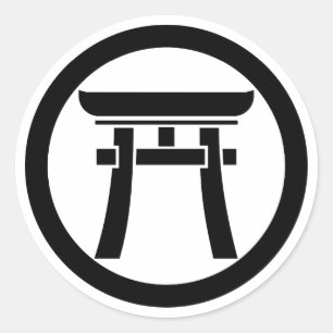 Pegatina Redonda Torii en un círculo