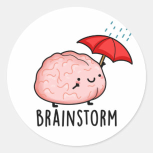 Pegatina Redonda Tormenta cerebral divertida Anatomía Pun