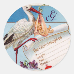 PEGATINA REDONDA TORMENTA DE MONOGRAMA DE DUCHA DE NIÑA