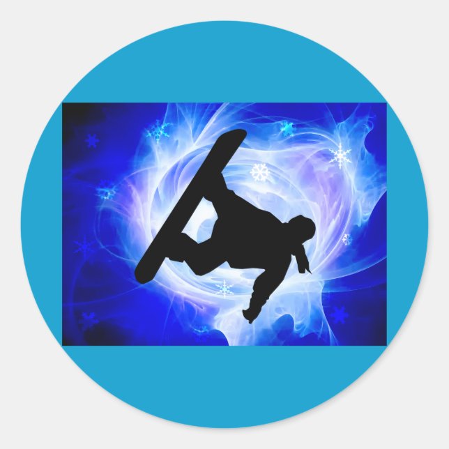 Pegatina Redonda Tormenta De Nieve De Natación Azul (Anverso)