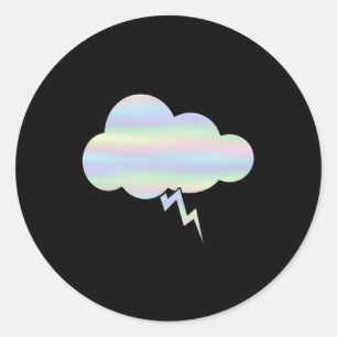 Pegatina Redonda Tormenta eléctrica de lluvia en la nube
