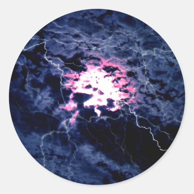 Pegatina Redonda tormenta relámpago (Anverso)