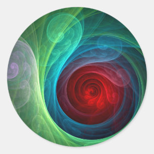 Pegatina Redonda Tormenta roja Floral Moderno Resumen Patrón de col