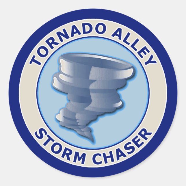 Pegatina Redonda Tornado Alley Storm Chaser (Anverso)