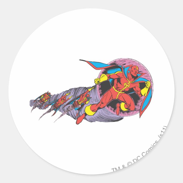 Pegatina Redonda Tornado Rojo En Movimiento Del Viento (Anverso)