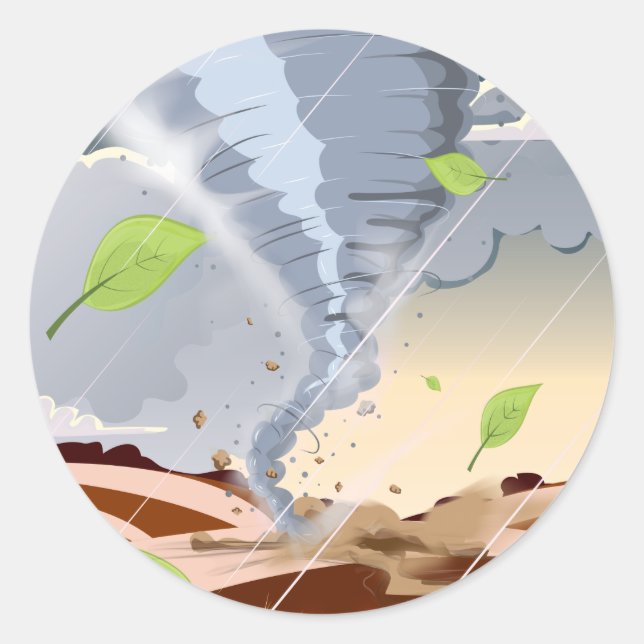 Pegatina Redonda Tornado Twister (Anverso)