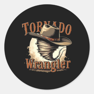 Pegatina Redonda Tornado Wrangler Cowboy Wrangler Hombres Niña