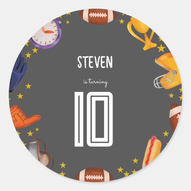 Pegatina Redonda Torneo de fútbol americano (Anverso)