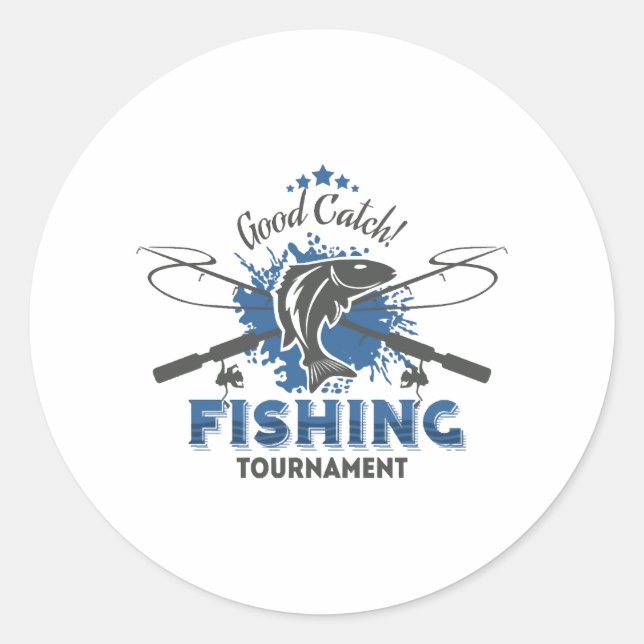 Pegatina Redonda Torneo de pesca (Anverso)