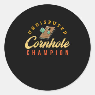 Pegatina Redonda Torneo Gana Cornhole Champ
