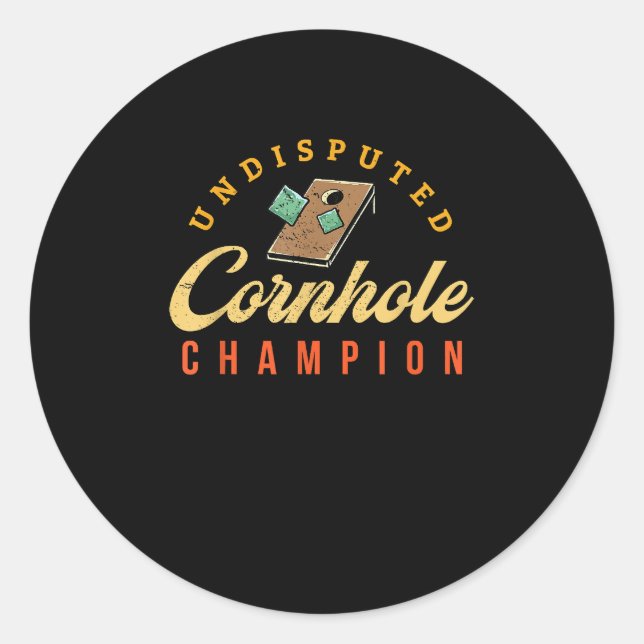 Pegatina Redonda Torneo Gana Cornhole Champ (Anverso)