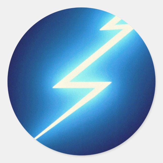 Pegatina Redonda Tornillo relámpago sobre fondo negro (Anverso)
