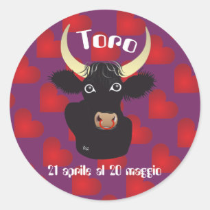 Pegatina Redonda Toro 21 al 20 Etichetta Aprile maggio