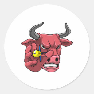 Pegatina Redonda Toro en Darts con Dart