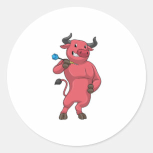 Pegatina Redonda Toro en Darts con Dart