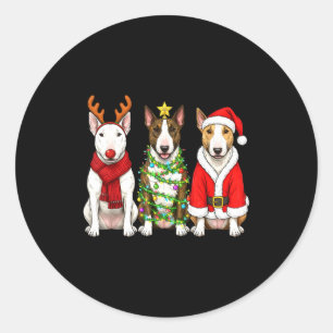 Pegatina Redonda Toro Retro Navidad Terrier Santa Reno Perro Lo