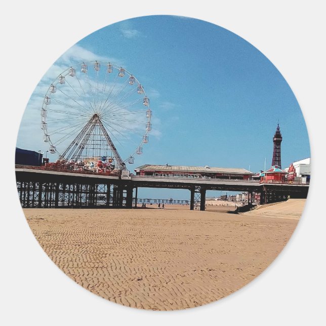 Pegatina Redonda Torre Blackpool (Anverso)
