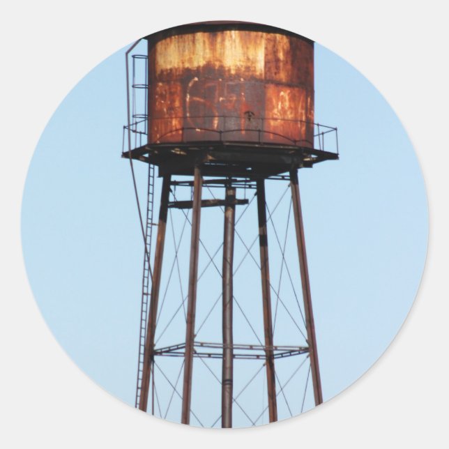Pegatina Redonda Torre de agua (Anverso)