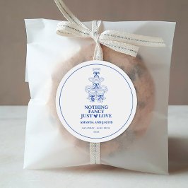 Pegatina Redonda Torre de champán azul Nada lujoso, solo amor