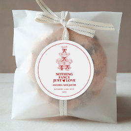 Pegatina Redonda Torre de champán rojo Nada lujoso solo amor 