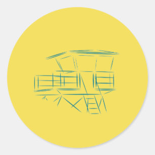 Pegatina Redonda Torre de Salvavidas Clásica