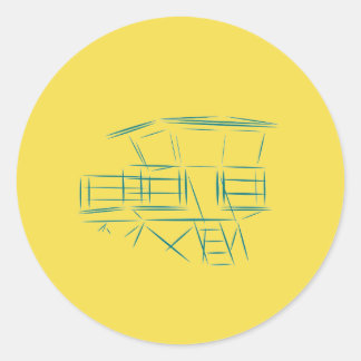 Pegatina Redonda Torre de Salvavidas Clásica