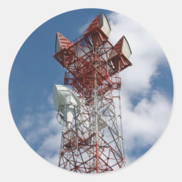 Pegatina Redonda Torre de telecomunicaciones de microondas
