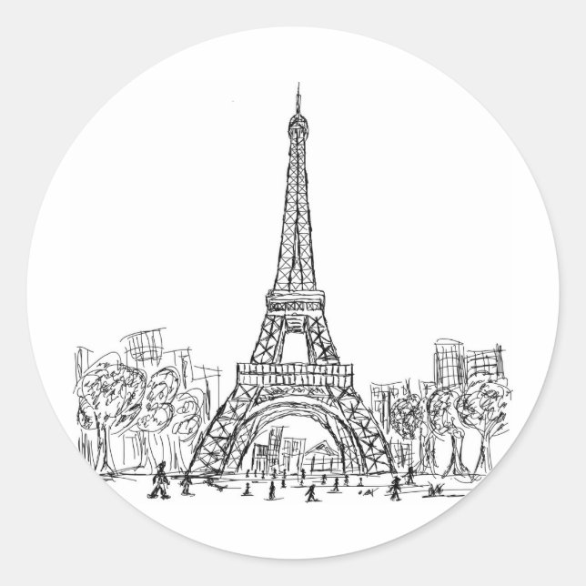 Pegatina Redonda Torre Eifel París (Anverso)