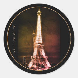 Pegatina Redonda Torre Eiffel & Arte Surrealista de París /amo Fran